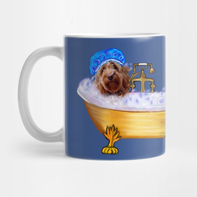 Dog spa day- Cavapoo puppy in bubble bath. Cute cute cavalier king charles spaniel puppy love ! by Artonmytee